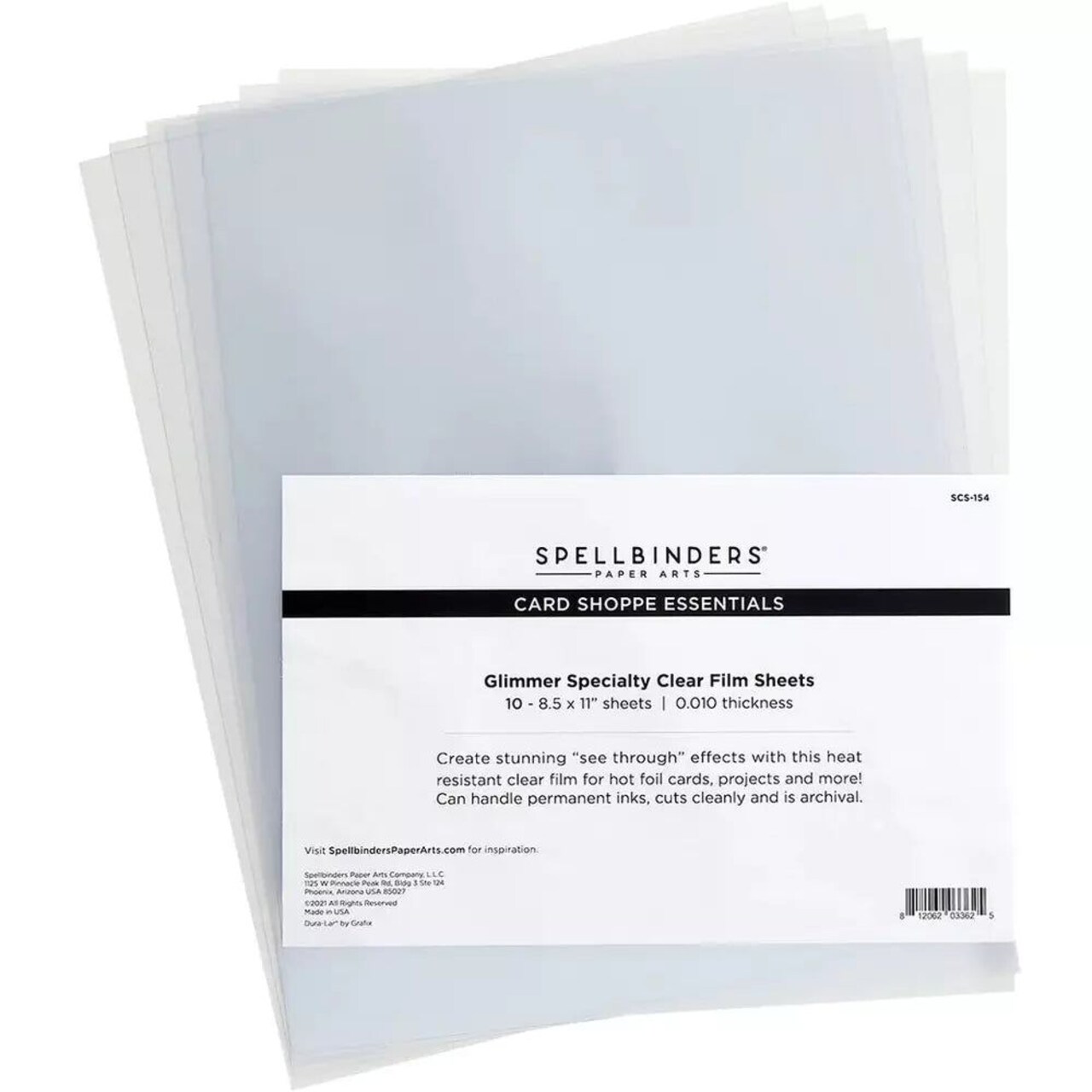 Spellbinders Glimmer Specialty Clear Film Sheets - 8.5"x11" 10/pkg